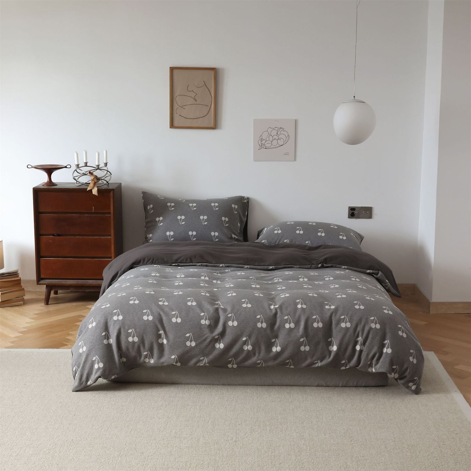 Cute Puppy Jacquard Knit Cotton Duvet Cover Bed Sheet Set