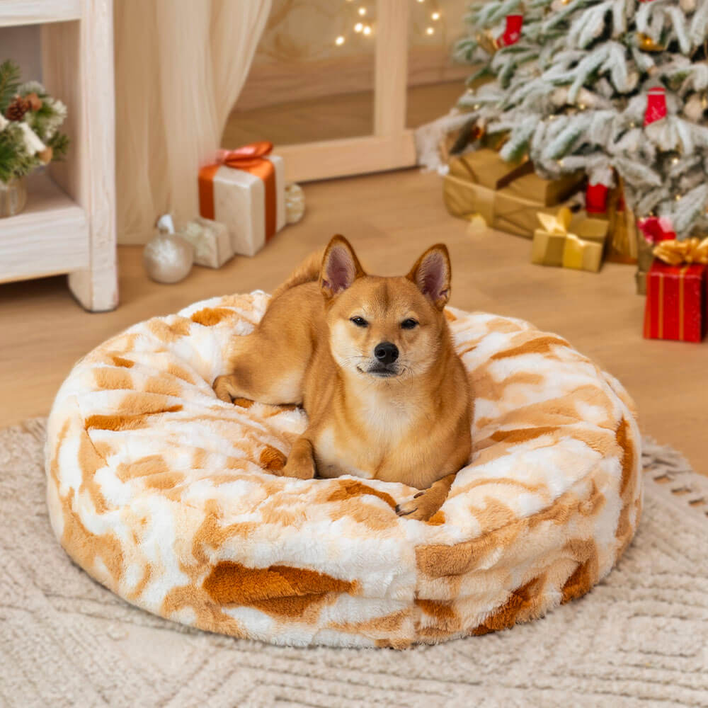 Donutas calmadas y esponjosas nubladas camas de perros redondas