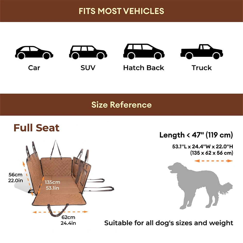 Premium Faux Leather Multi-Use Water-repellent Car Dog Seat Cover With Mat