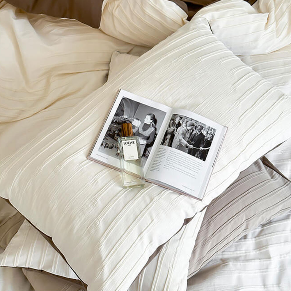Striped Yarn-Dyed Cotton Duvet Cover Bed Sheet Set