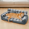 Vintage Plaid Plush Orthopedic Dog Sofa Bed with Pillows - CozyLuxe