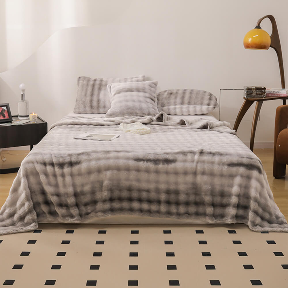 Grade de lujo Faux Rabbit Fur Soft Manta Flat Sheet