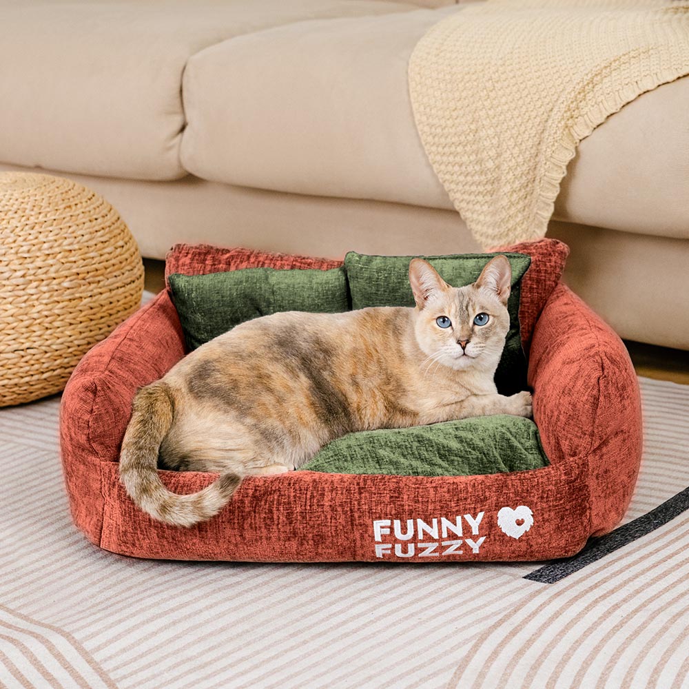 Cama de sofá de gato blando chenille chenille