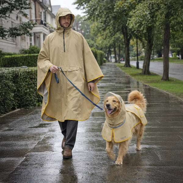 Adjustable Reflective Waterproof with Pocket Dog Human Matching Raincoat-Stay Dry