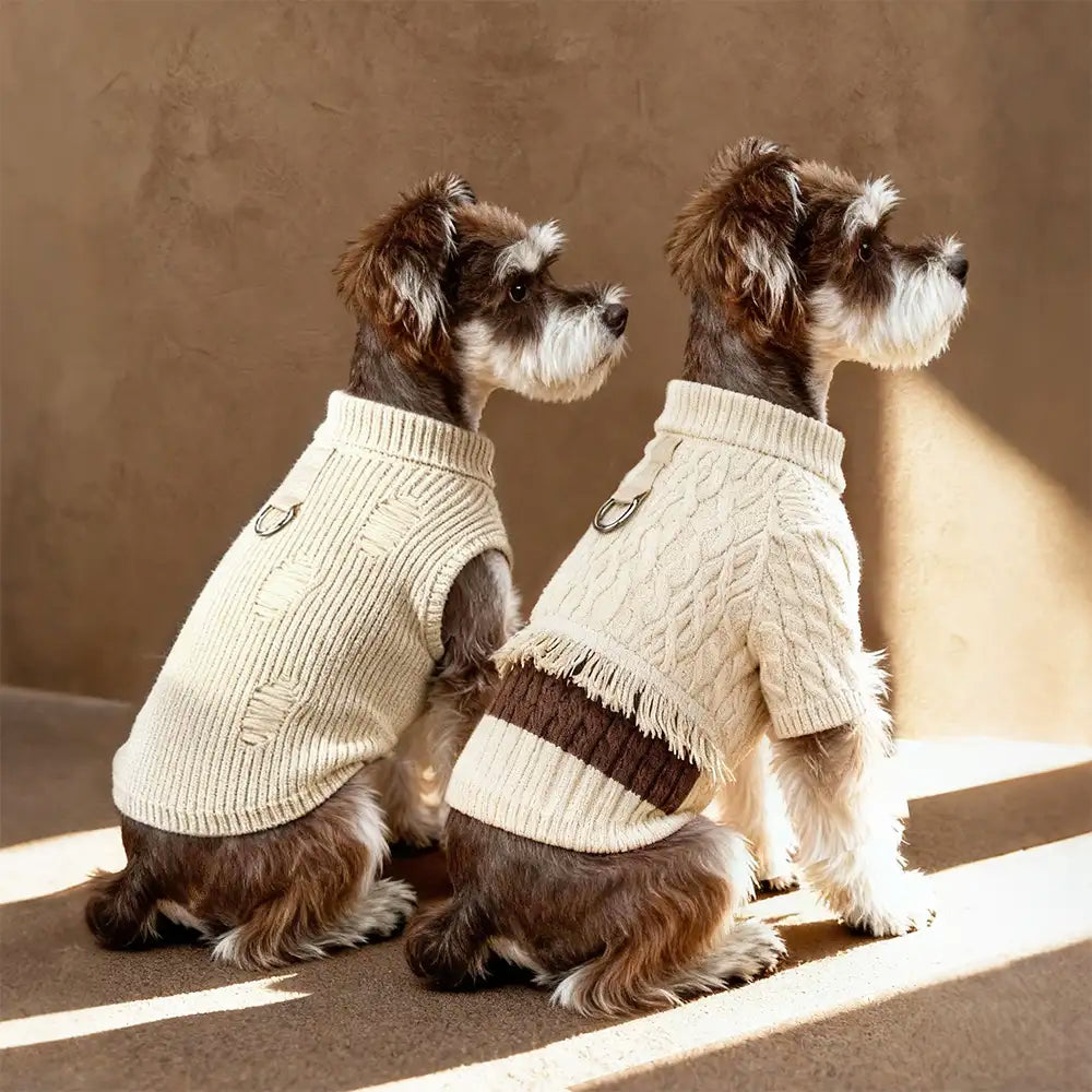 Retro Cable Knit Dachshund And Small To Medium-Sized Dog Sweater
