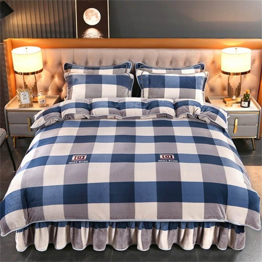 Ensemble de draps chauds en molleton de lait épais de luxe léger