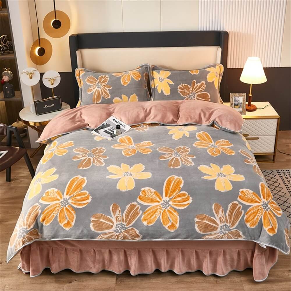 Ensemble de draps chauds en molleton de lait épais de luxe léger