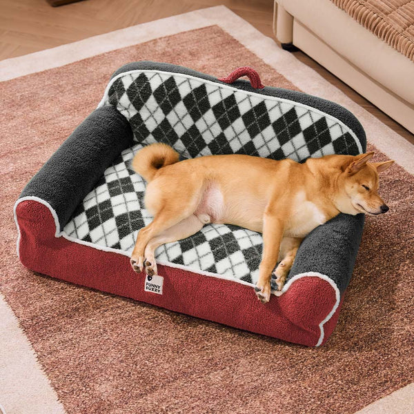 Diamond-Quilted Sherpa Orthopedic Dog & Cat Sofa Bed - Cocoa Pine