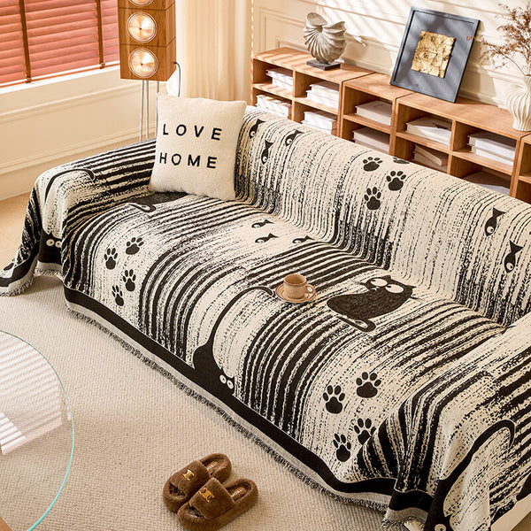 Cartoon PAW estampado Chenille Anti-Scratch Show Couch Tapa