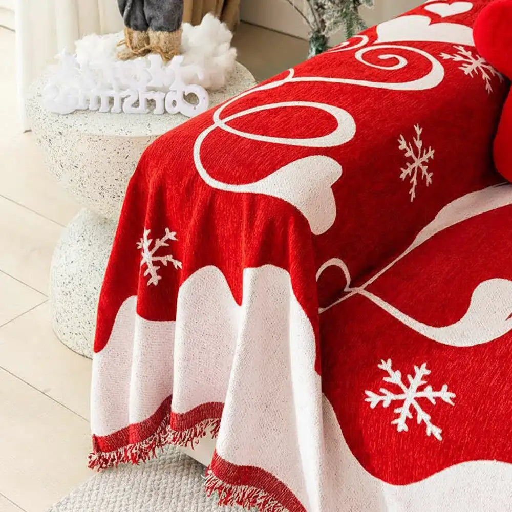 Christmas Decoration Chenille Wear-Resistant Sofa Blanket Couch Cover