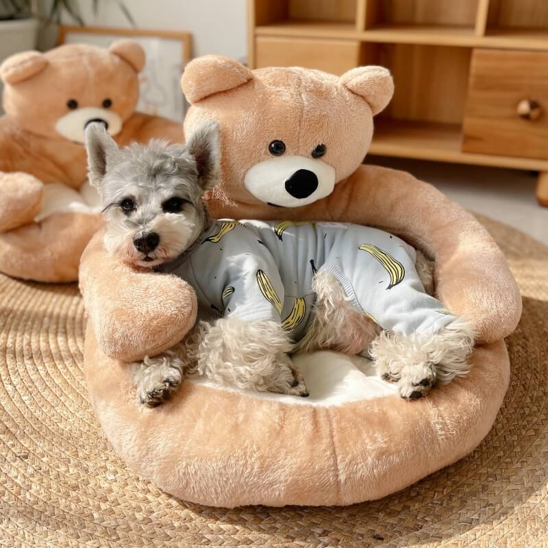 Linda cama de gato de oso de abrazo desmontable