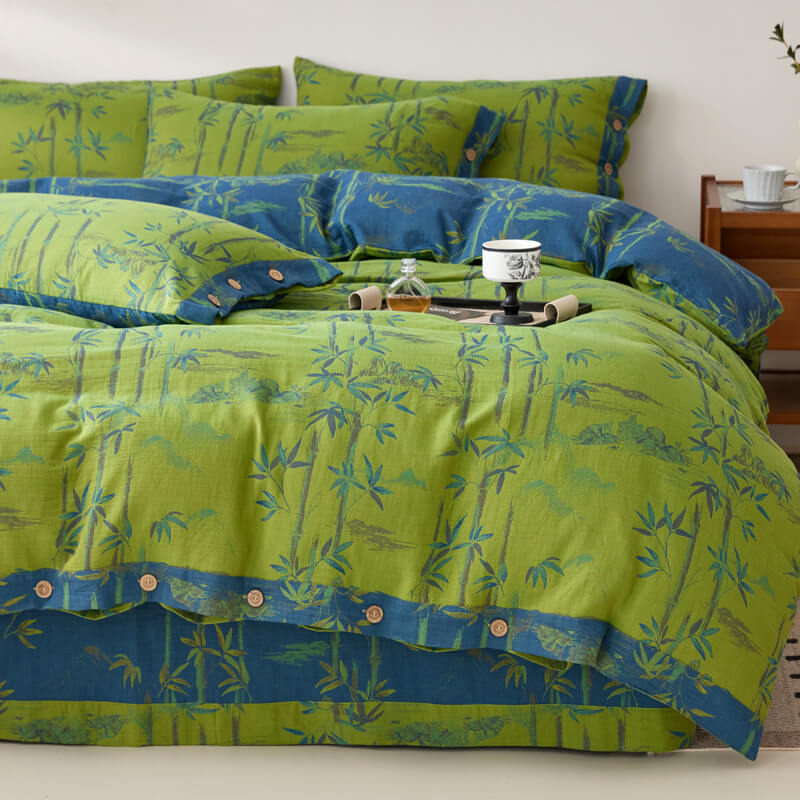 Double-Layer Cotton Yarn-Dyed Comfortable Stylish Bed Sheet Set
