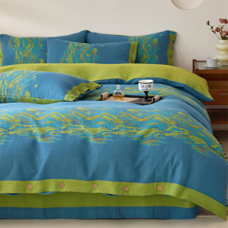 Double-Layer Cotton Yarn-Dyed Comfortable Stylish Bed Sheet Set
