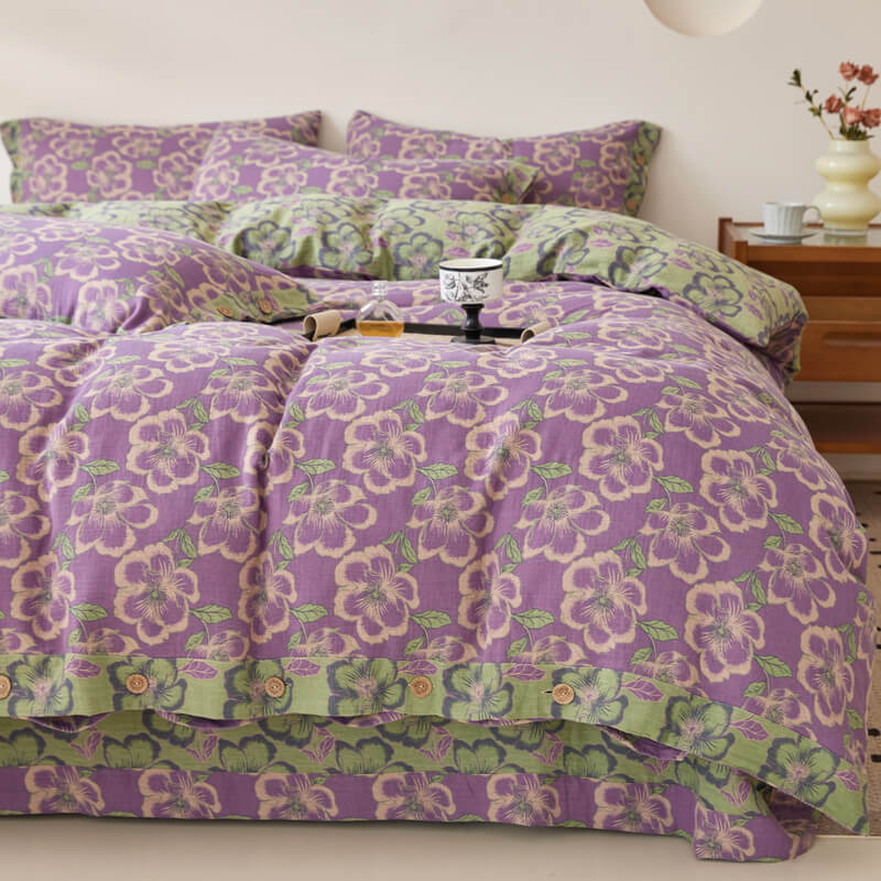 Double-Layer Cotton Yarn-Dyed Comfortable Stylish Bed Sheet Set