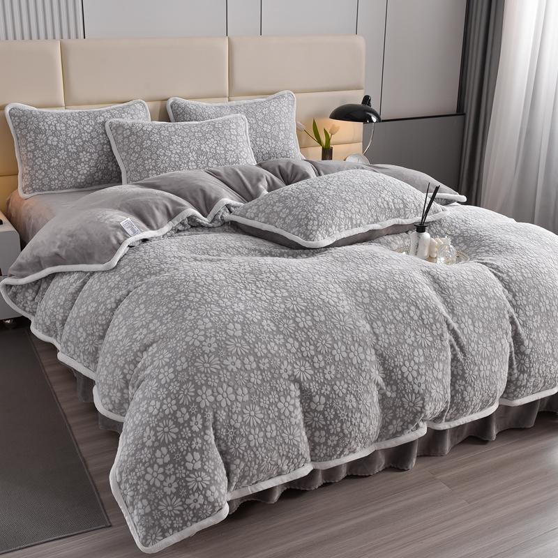 Elegante camisa de cama de terciopelo tallado con ropa de cama con cama para la piel