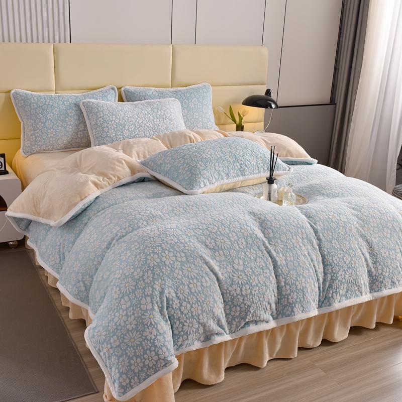 Elegante camisa de cama de terciopelo tallado con ropa de cama con cama para la piel