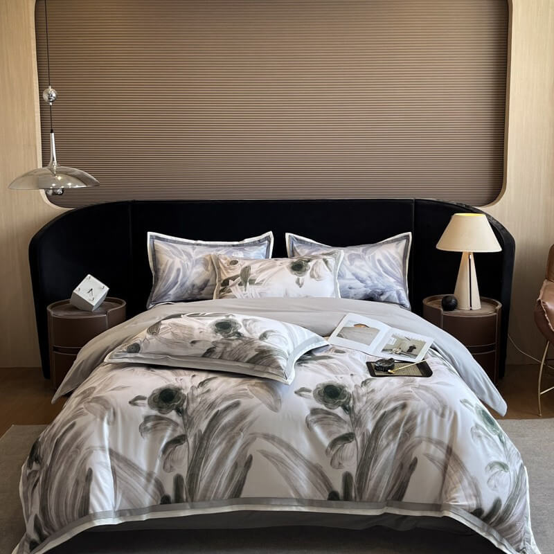 Elegante juego de cama de algodón cepillado con piel floral
