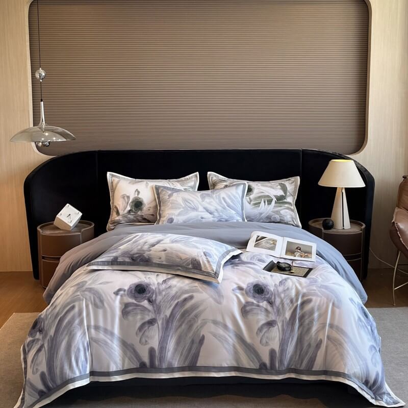 Elegante juego de cama de algodón cepillado con piel floral