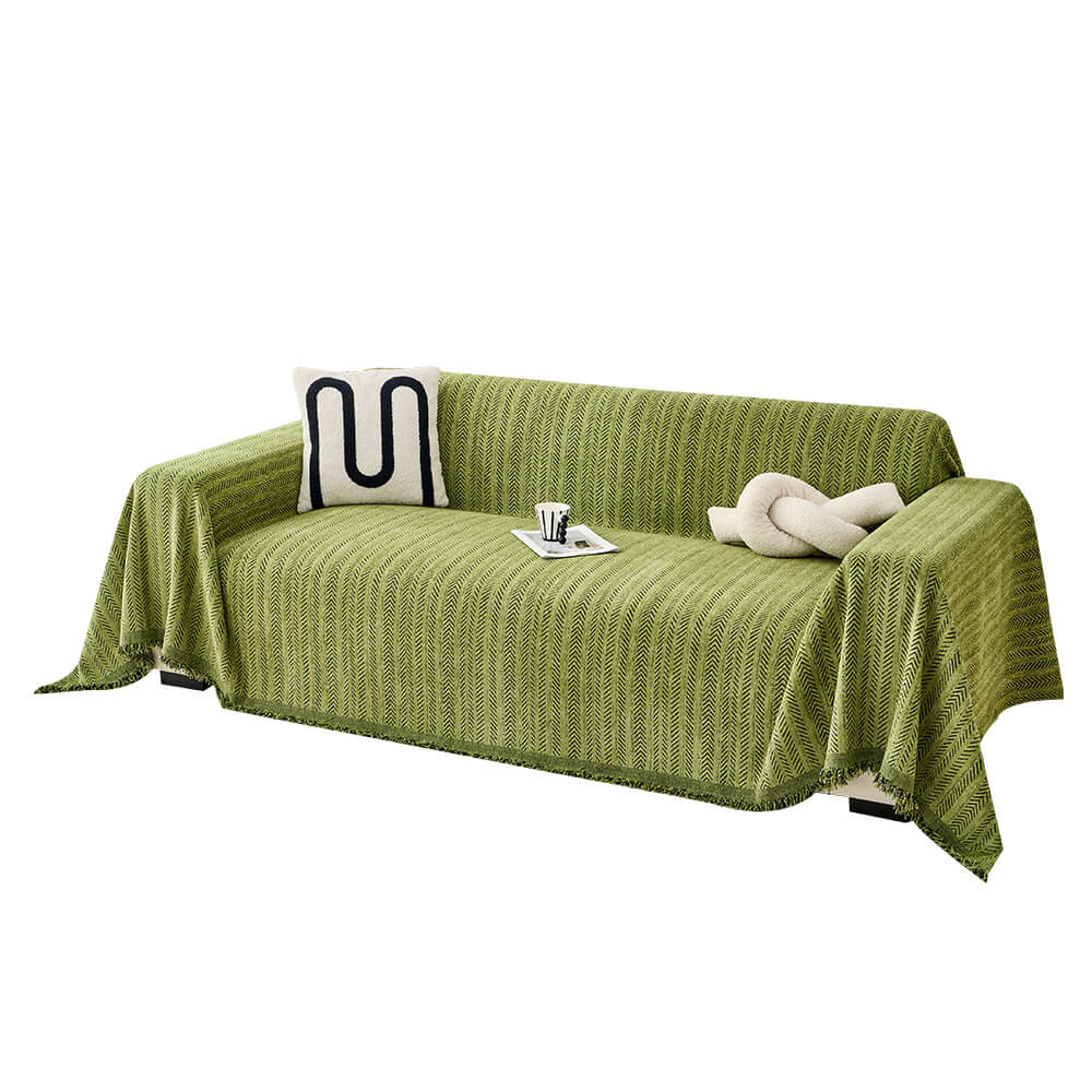 Elegante Herringbone Chenille Textured Throw Couch Tapa