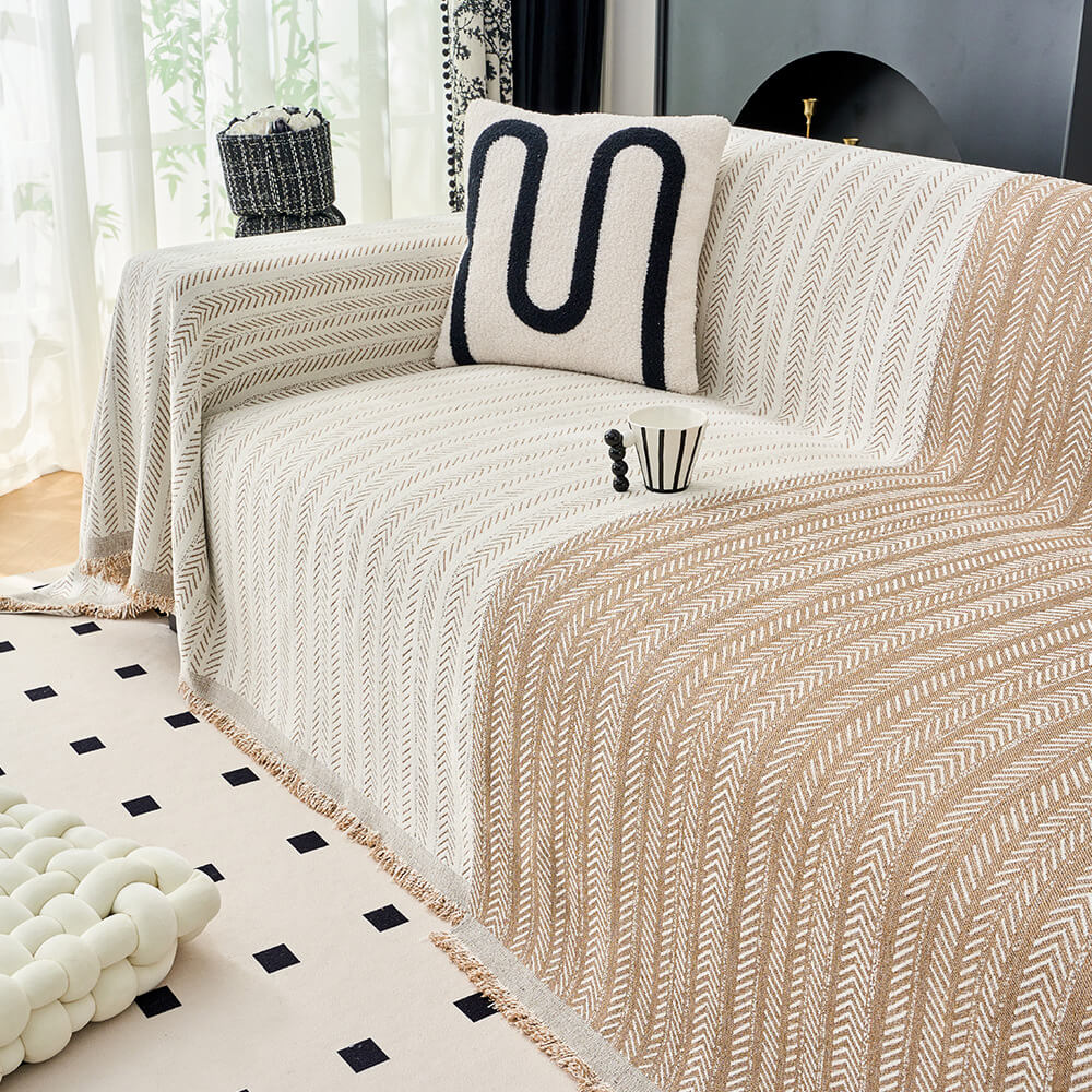 Elegante Herringbone Chenille Textured Throw Couch Tapa
