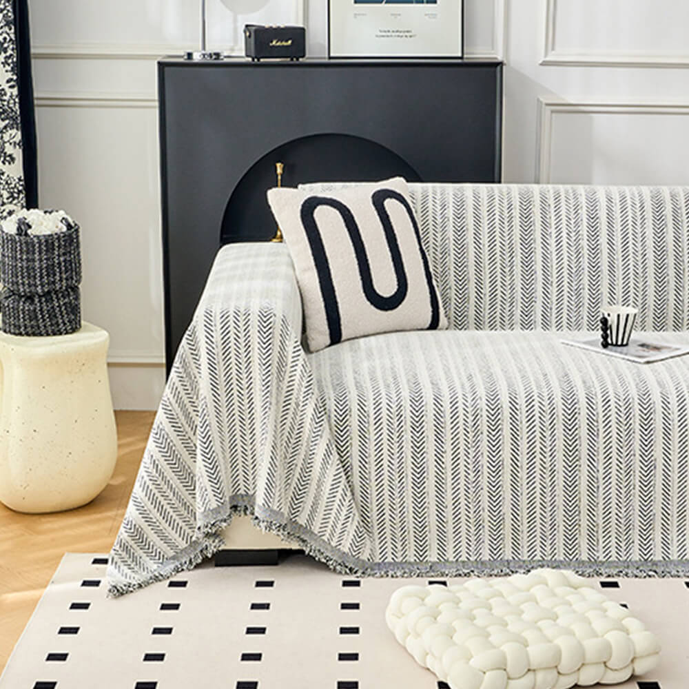 Elegante Herringbone Chenille Textured Throw Couch Tapa