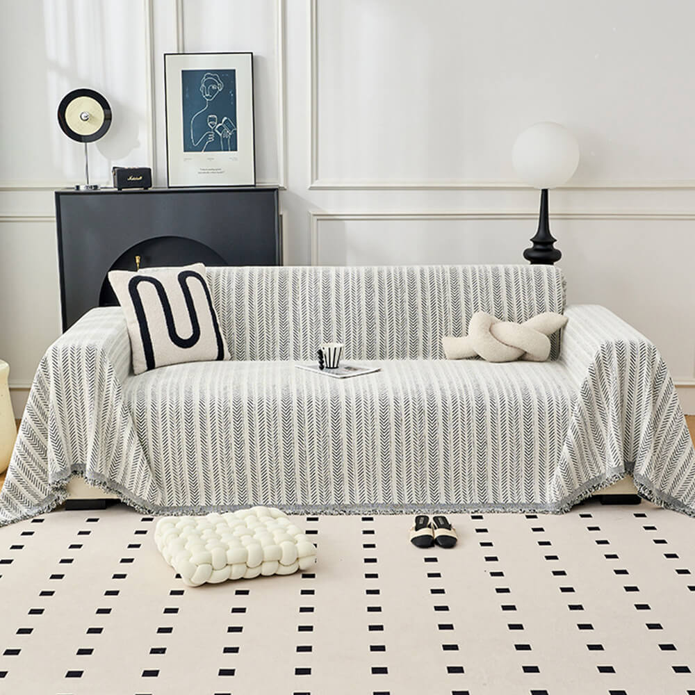 Elegante Herringbone Chenille Textured Throw Couch Tapa