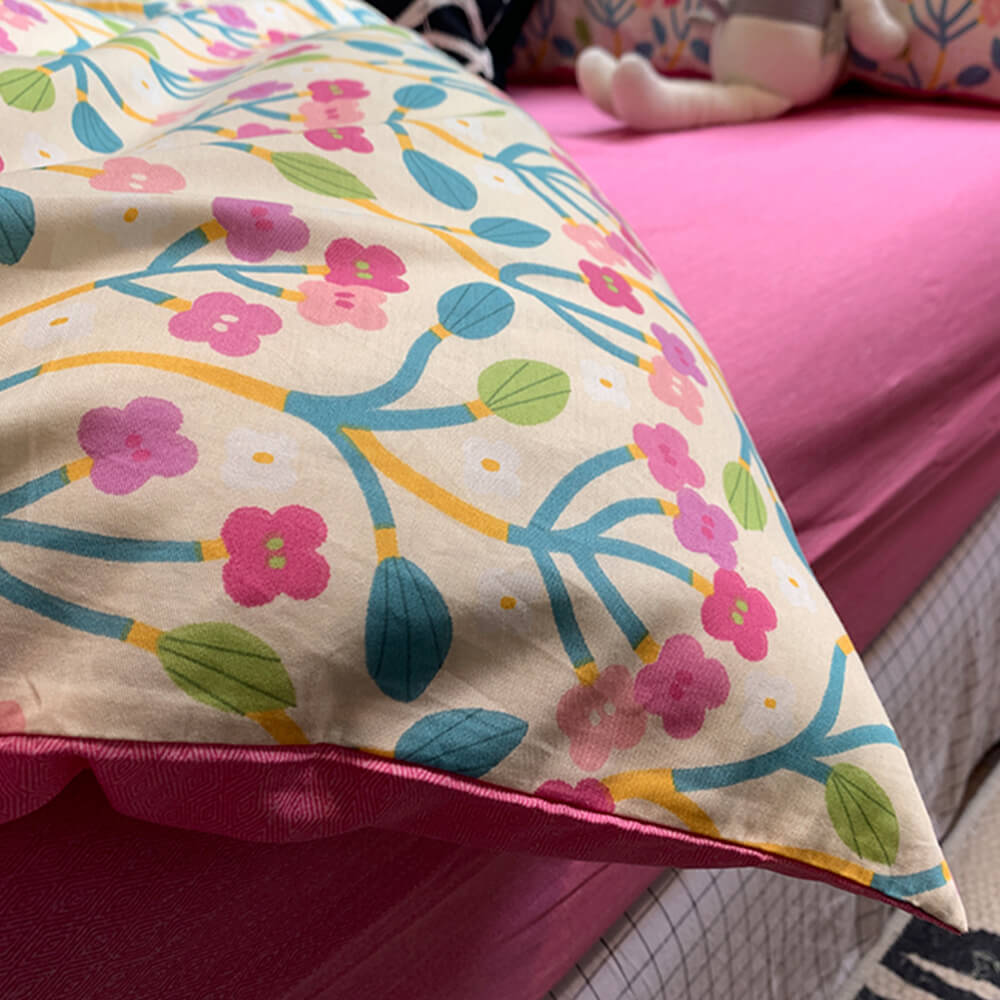 Floral Print Breathable Cotton Summer Bed Sheet Set