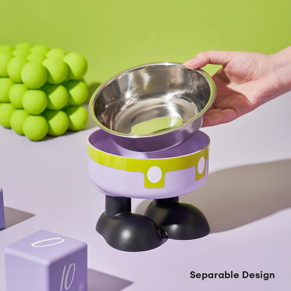 Fun Overalls Design Non-Slip Elevated Large Capacity Dog & Cat Bowl