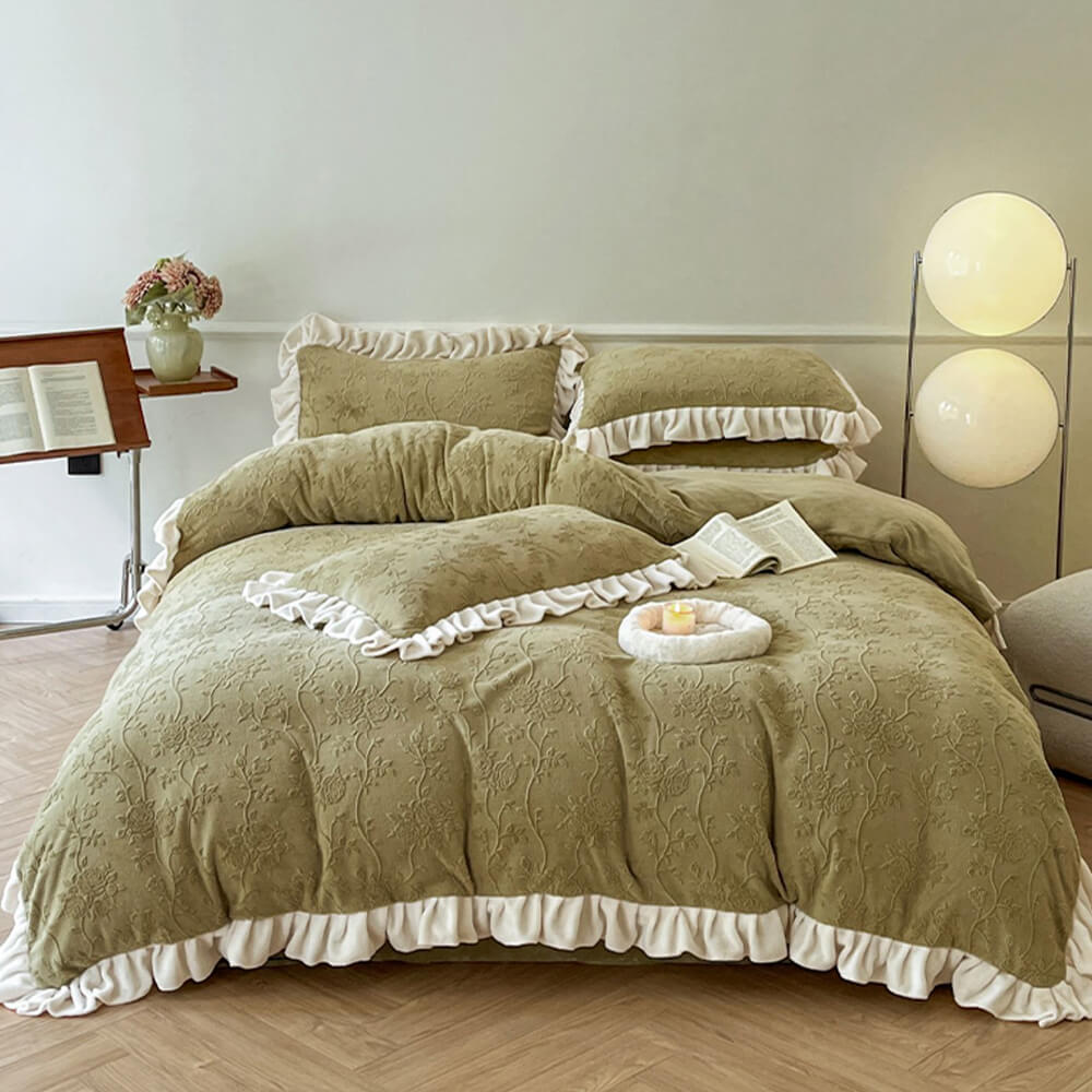 Juego de cama de alquiler de leche tallada de lujo