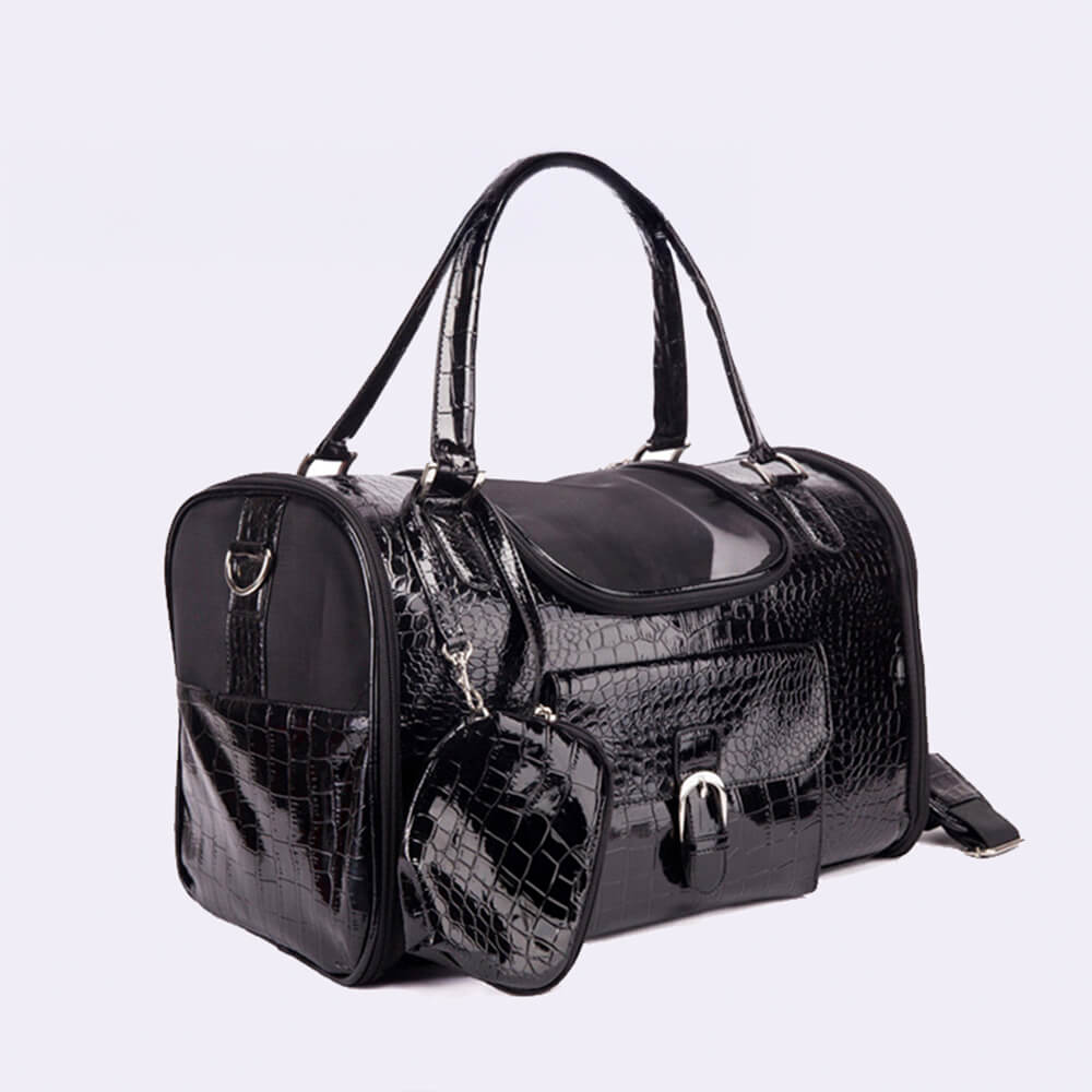 Bolsa de transportista de perros y gatos con patrón de cocodrilo de lujo con billetera