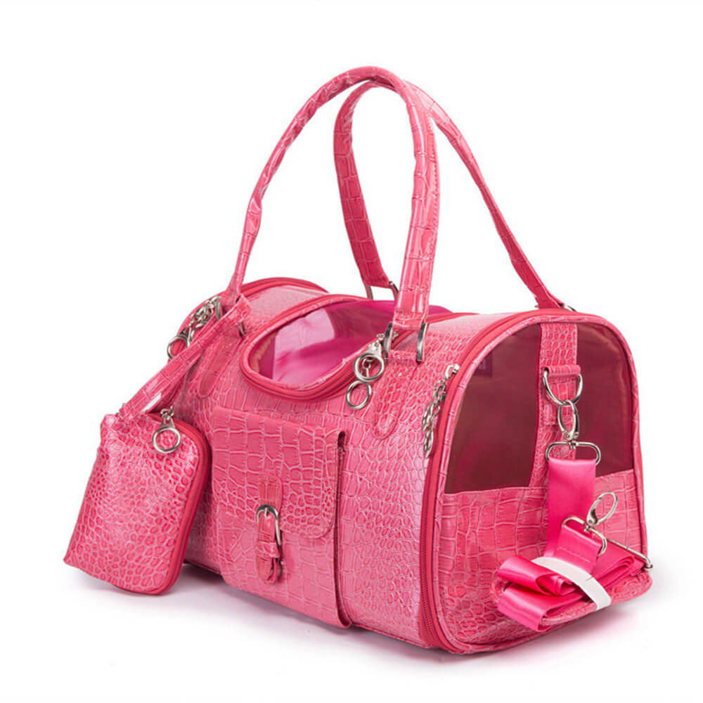 Bolsa de transportista de perros y gatos con patrón de cocodrilo de lujo con billetera
