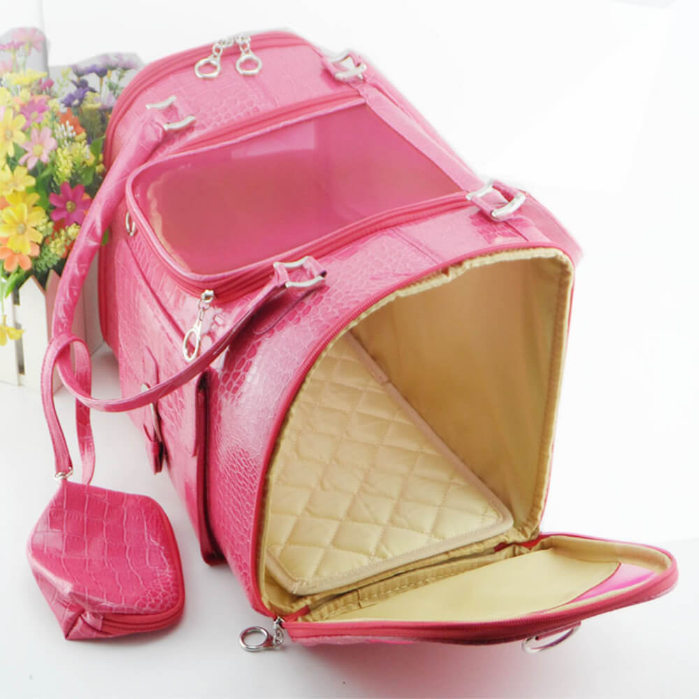 Bolsa de transportista de perros y gatos con patrón de cocodrilo de lujo con billetera