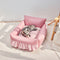 Stylish Ruffled Enhanced Backrest Washable Dog & Cat Sofa Bed