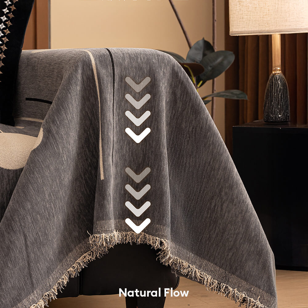 Modern Planet Cup Style Cat-Friendly Chenille Throw Couch Cover