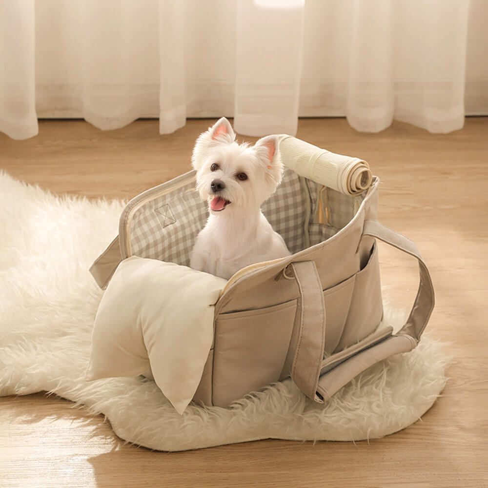 Bolso elegante para perros y gatos de viaje a cuadros a cuadros