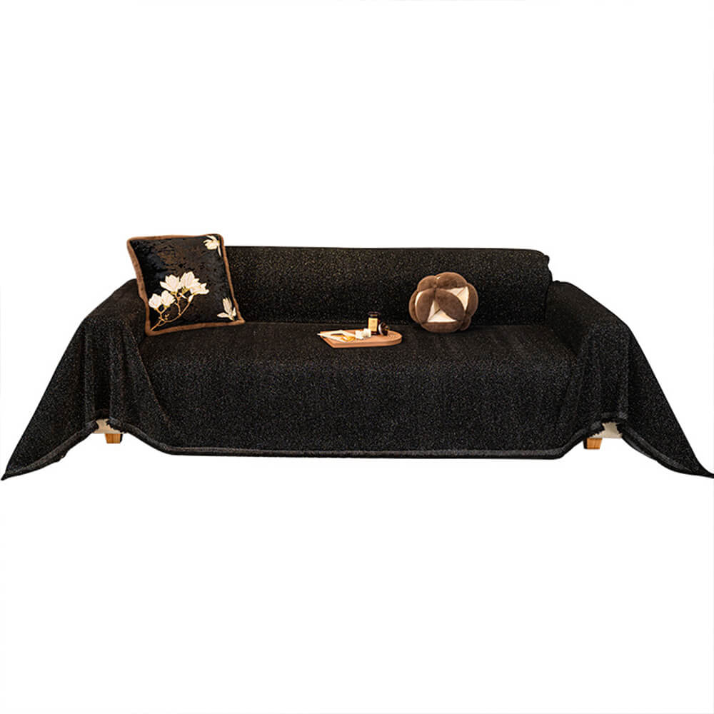 Chenille Starry Glitter Design with Fringe Trim Throw Couch Cover