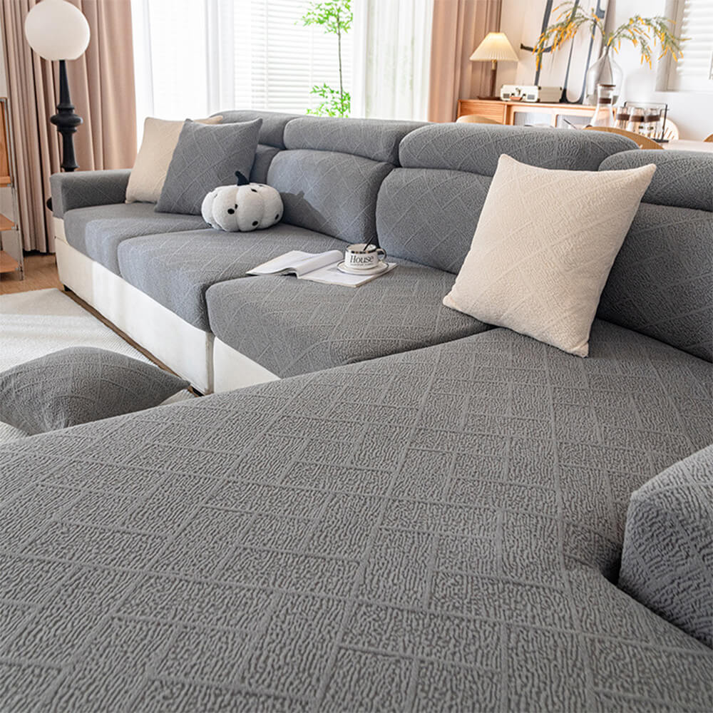 Diamond Jacquard Plush cubierta del sofá de cubierta completa