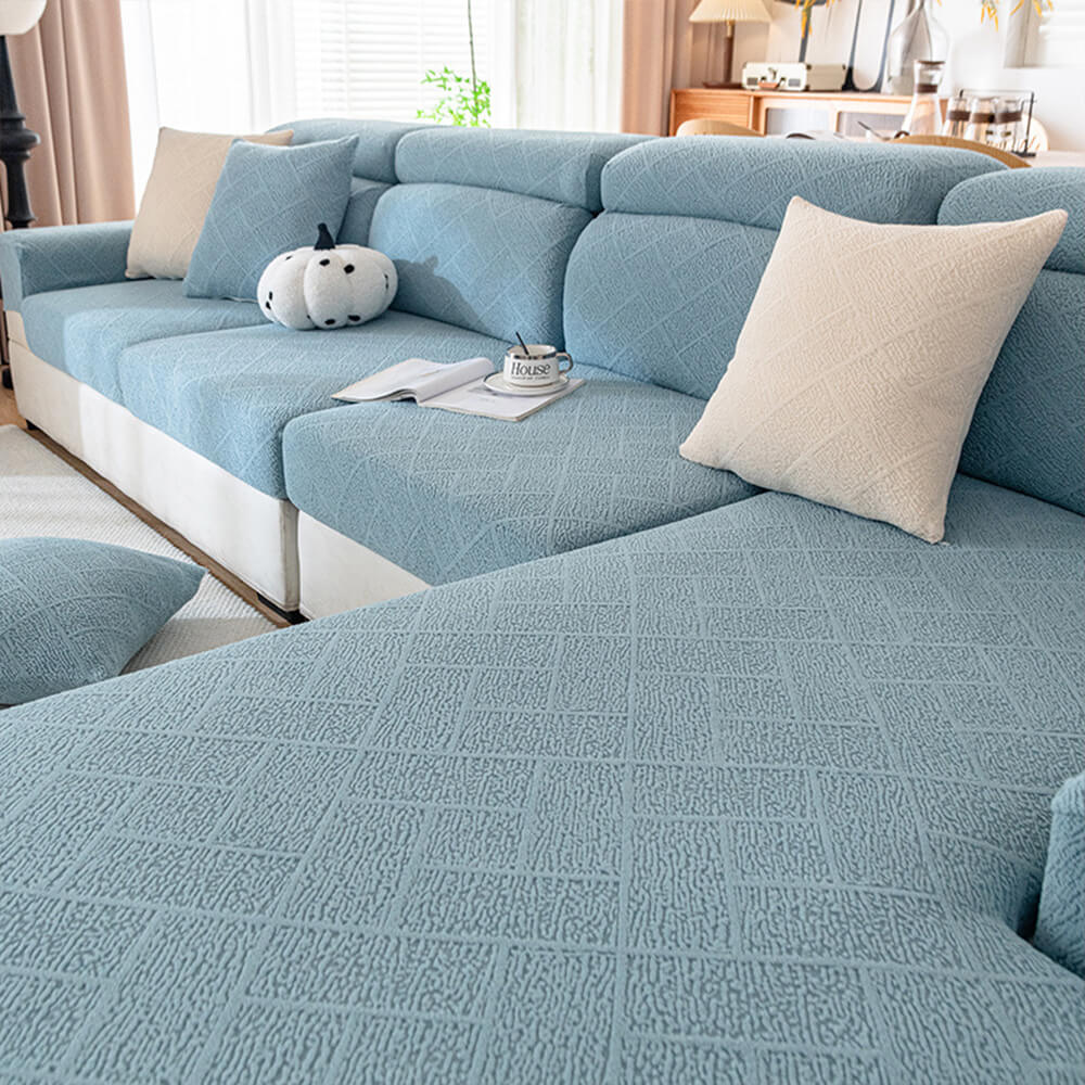 Diamond Jacquard Plush cubierta del sofá de cubierta completa