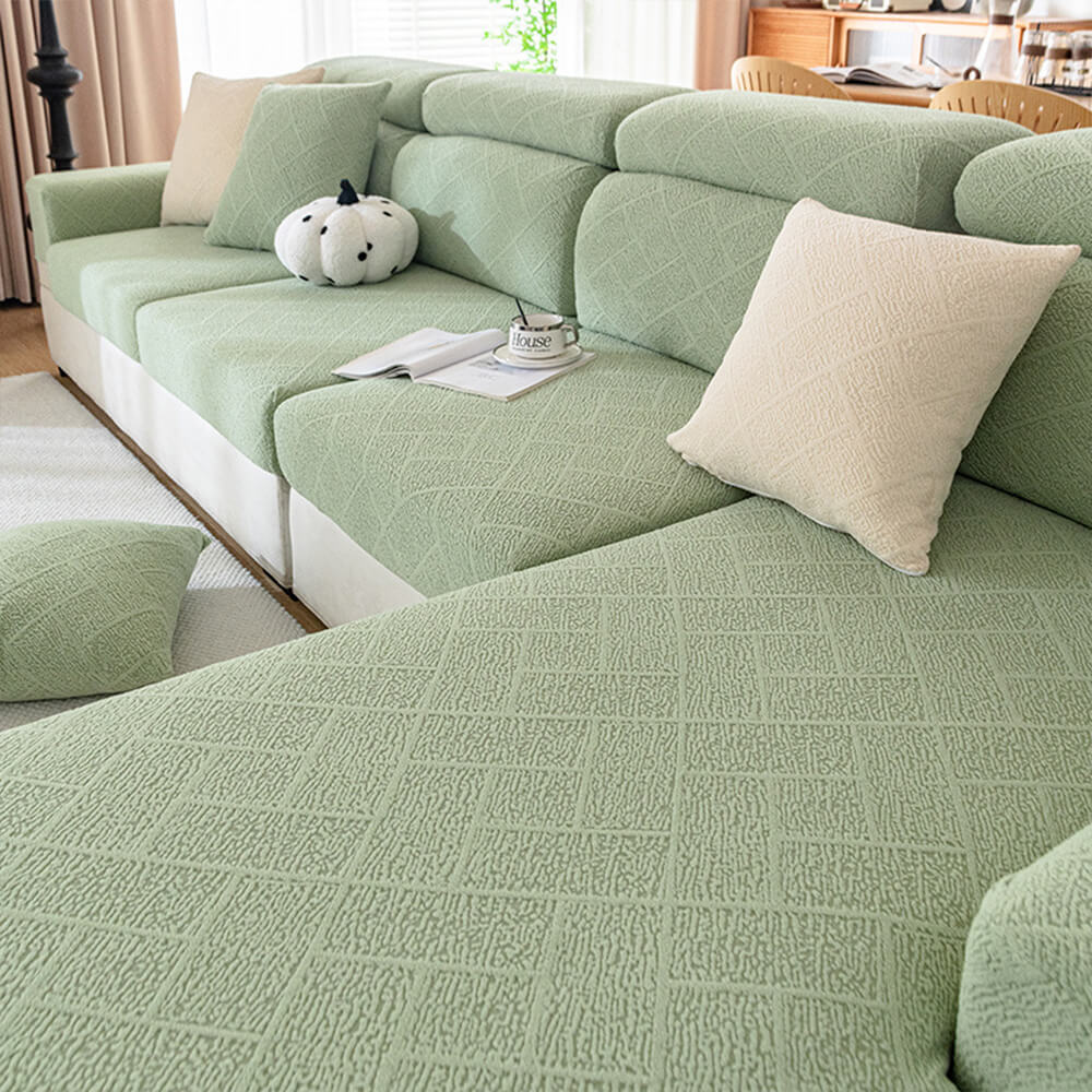 Diamond Jacquard Plush cubierta del sofá de cubierta completa