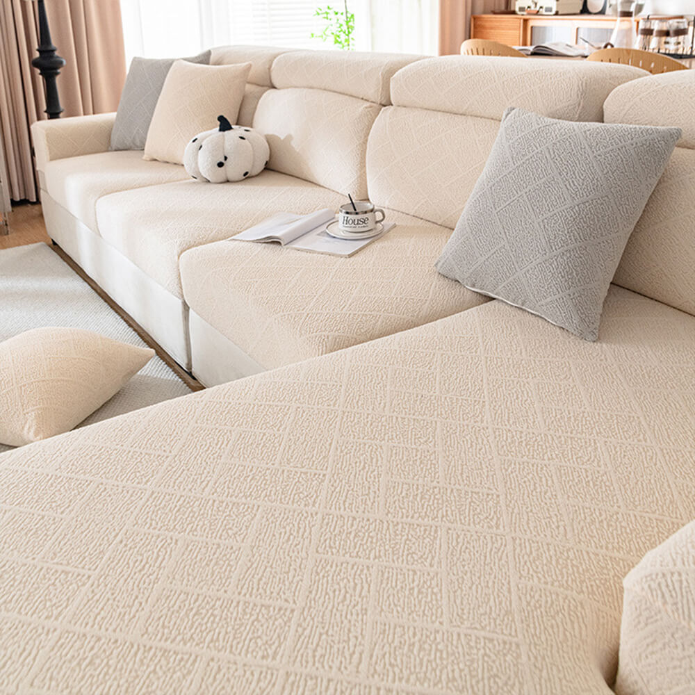 Diamond Jacquard Plush cubierta del sofá de cubierta completa