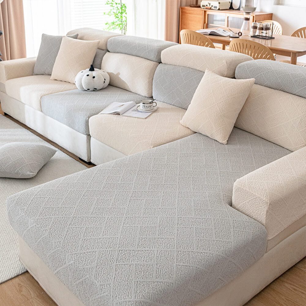 Diamond Jacquard Plush cubierta del sofá de cubierta completa