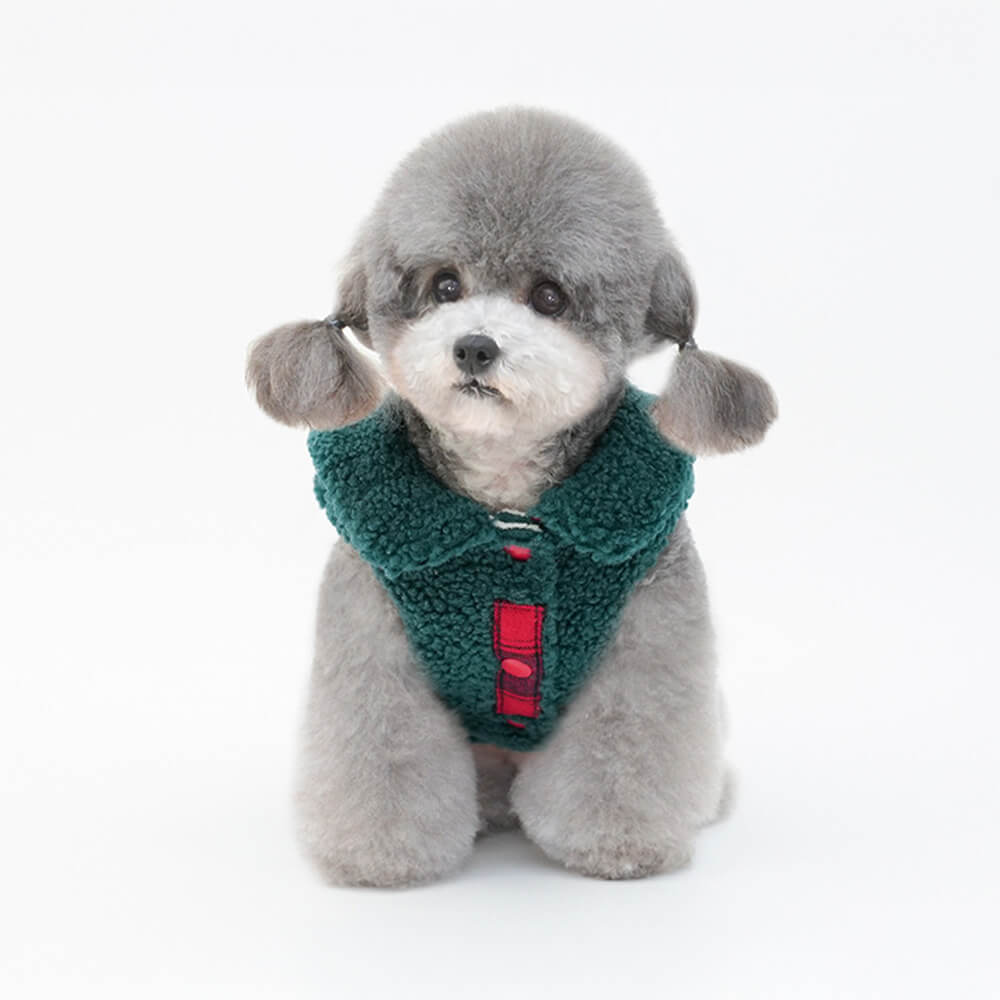 Sherpa-Hundeweste mit Karobesatz – gemütlich, süß und perfekt für den Winter