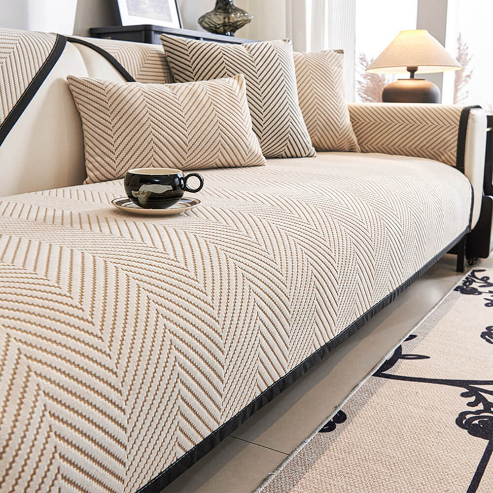 Two-tone Woven Hispingbone Polar Fleece Couch Coach