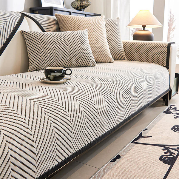 Two-tone Woven Hispingbone Polar Fleece Couch Coach
