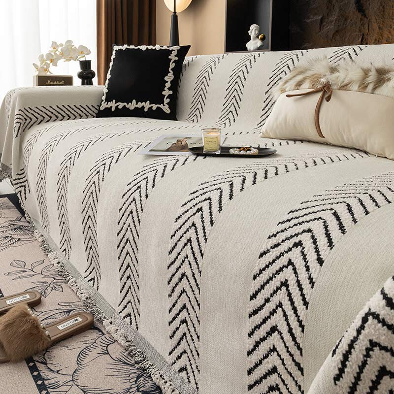 Herringbone Chenille Durable Lanzar una cubierta del sofá con costuras de patrón sin costuras