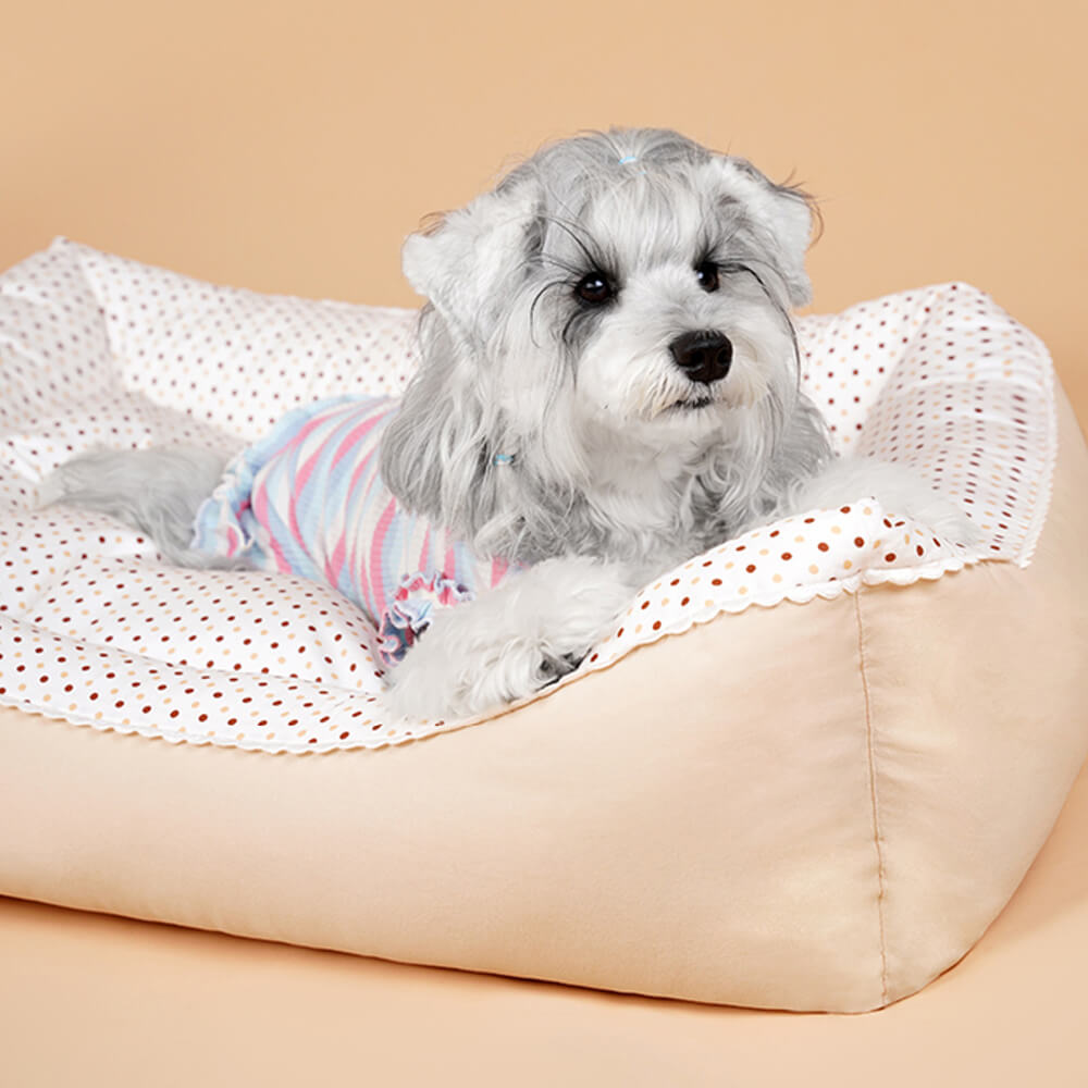 All-Season Cozy Washable Floral Cotton Dog & Cat Bed
