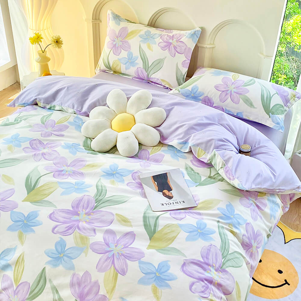 Breathable Cotton Double-Sided Colorful Bed Sheet Set