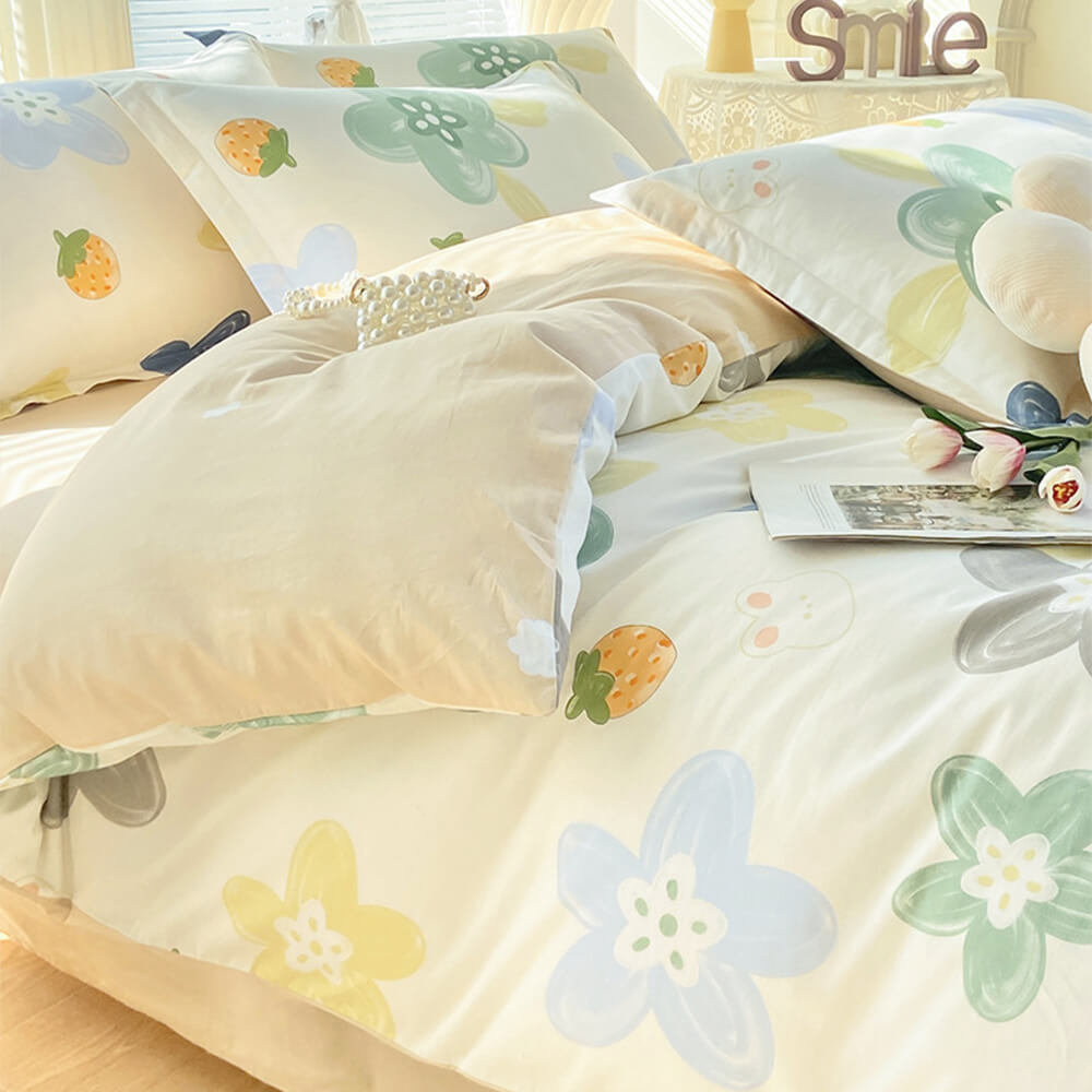 Breathable Cotton Double-Sided Colorful Bed Sheet Set
