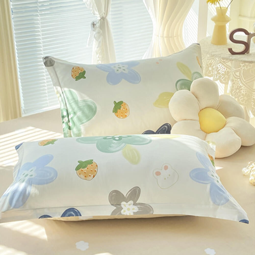 Breathable Cotton Double-Sided Colorful Bed Sheet Set