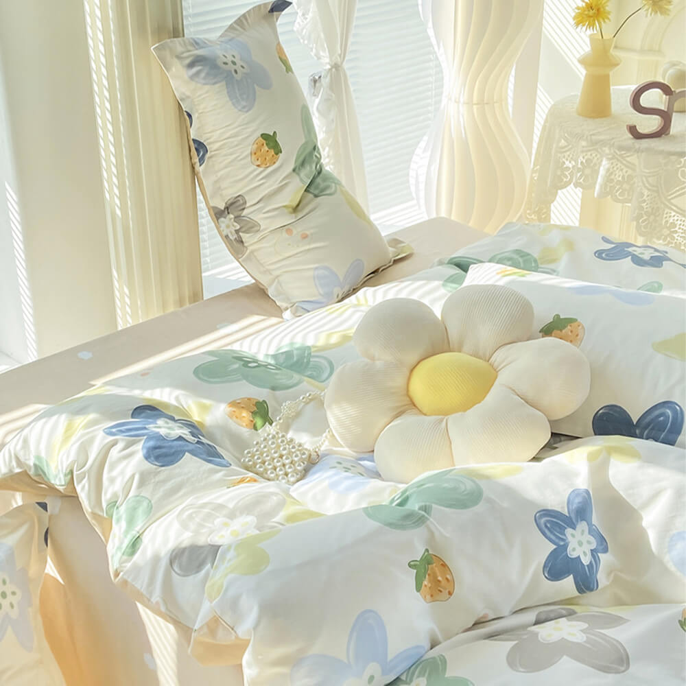 Breathable Cotton Double-Sided Colorful Bed Sheet Set